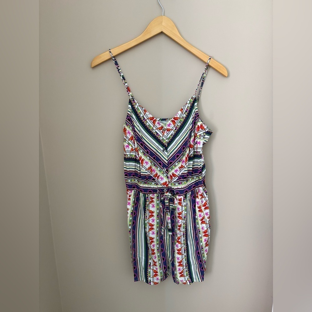 Mara Hoffman for J.Crew Women's XS Parrot Stripe Romper Multicolor - Picture 2 of 4